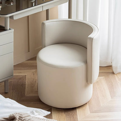 Contemporary Nordic Cylinder Microfiber Leather Aluminum Wood Vanity Stool Backrest For Bedroom