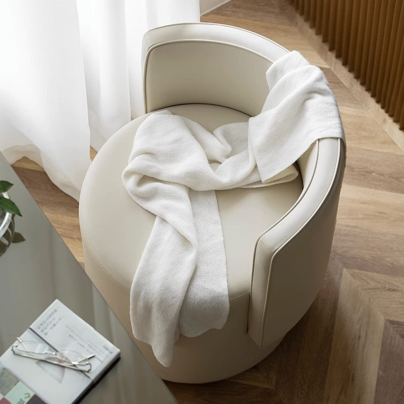 Contemporary Nordic Cylinder Microfiber Leather Aluminum Wood Vanity Stool Backrest For Bedroom