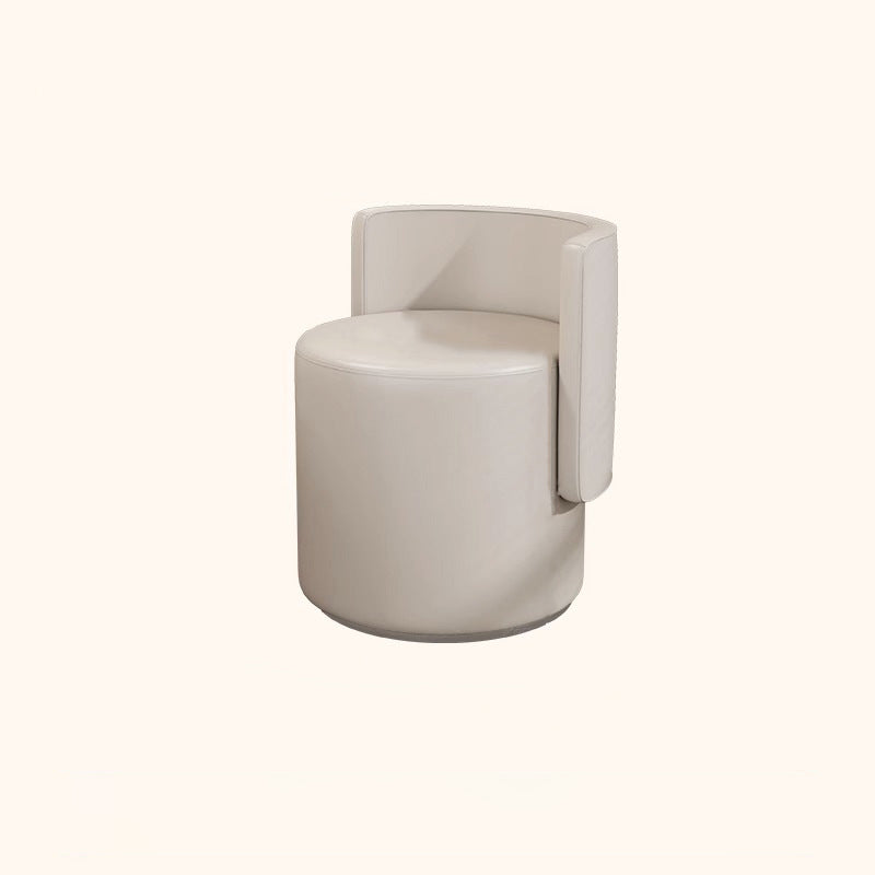 Contemporary Nordic Cylinder Microfiber Leather Aluminum Wood Vanity Stool Backrest For Bedroom