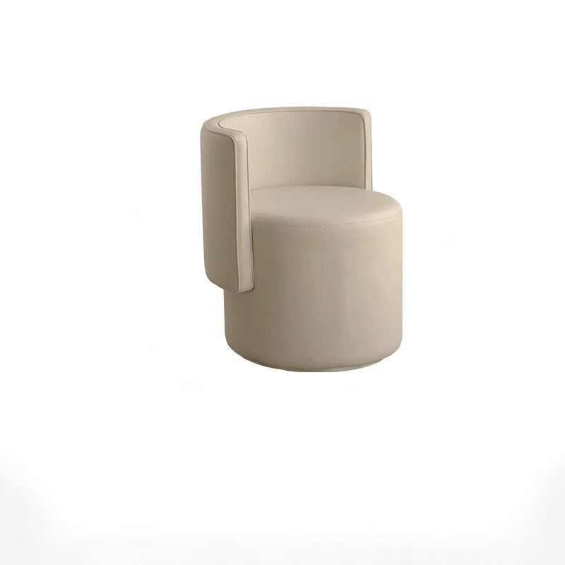 Contemporary Nordic Cylinder Microfiber Leather Aluminum Wood Vanity Stool Backrest For Bedroom