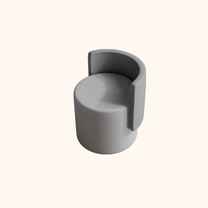 Contemporary Nordic Cylinder Microfiber Leather Aluminum Wood Vanity Stool Backrest For Bedroom