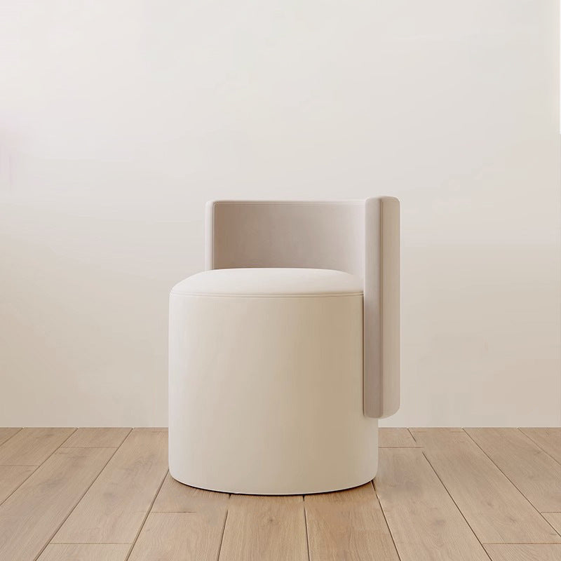 Contemporary Nordic Cylinder Microfiber Leather Aluminum Wood Vanity Stool Backrest For Bedroom