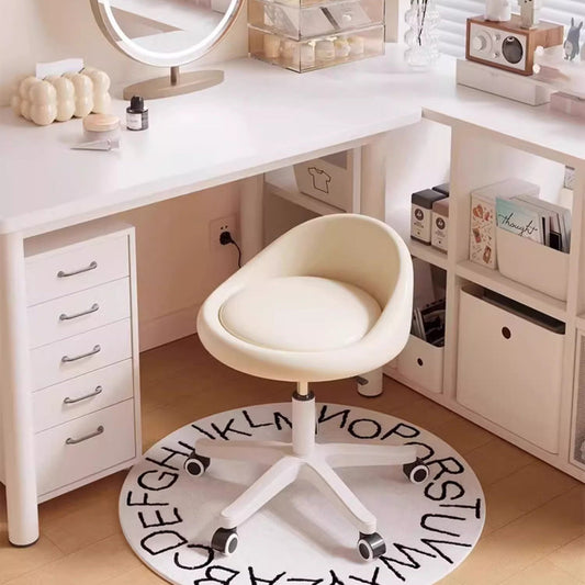 Modern Simplicity Round Microfiber Leather Plastic Vanity Stool Backrest For Bedroom