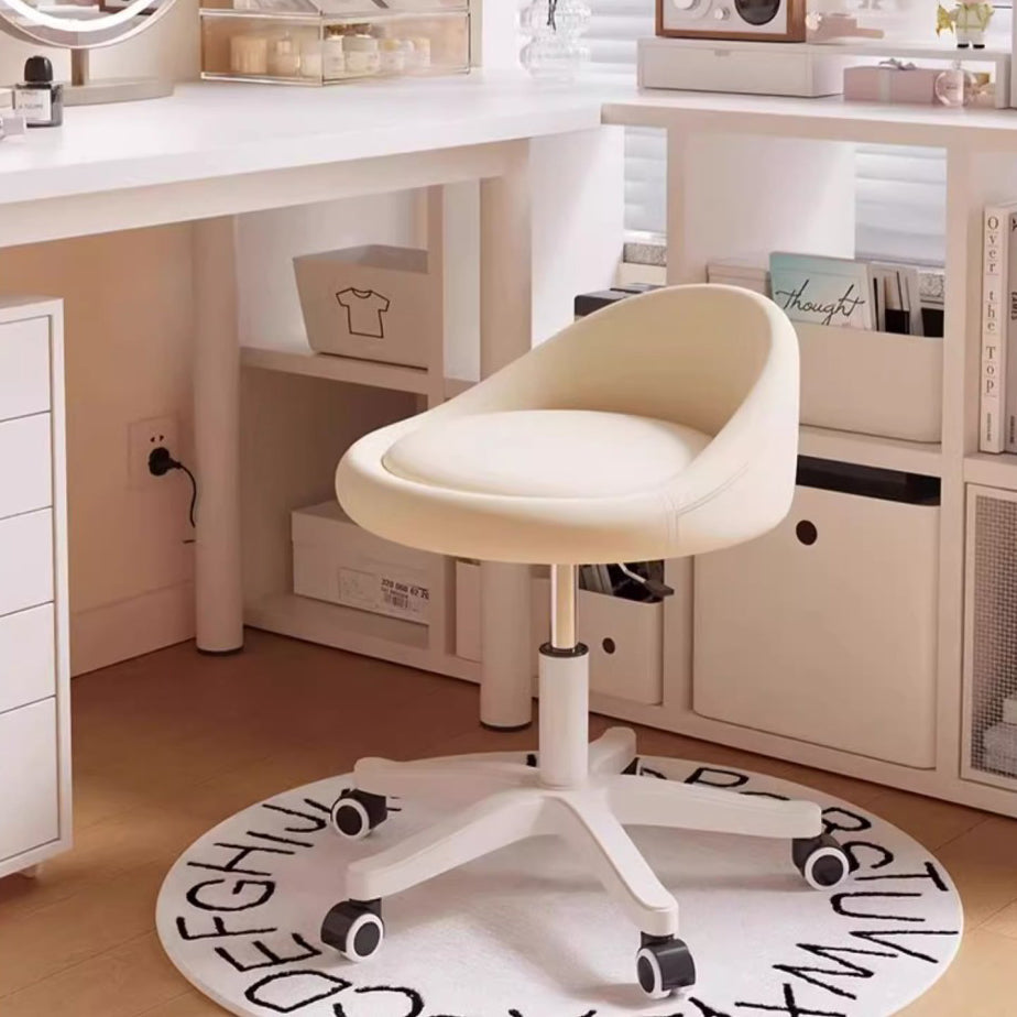 Modern Simplicity Round Microfiber Leather Plastic Vanity Stool Backrest For Bedroom