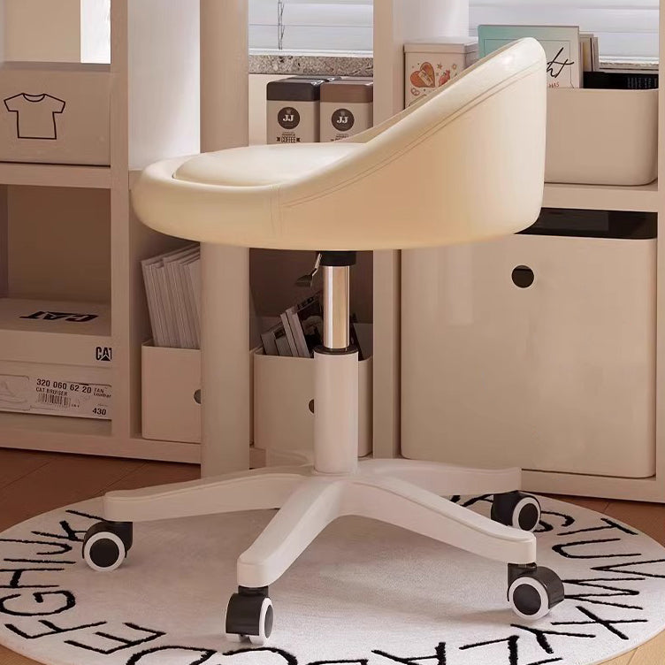 Modern Simplicity Round Microfiber Leather Plastic Vanity Stool Backrest For Bedroom