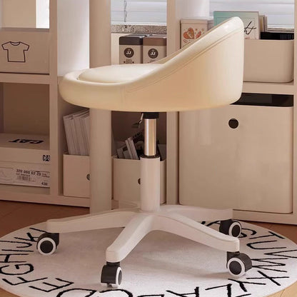 Modern Simplicity Round Microfiber Leather Plastic Vanity Stool Backrest For Bedroom