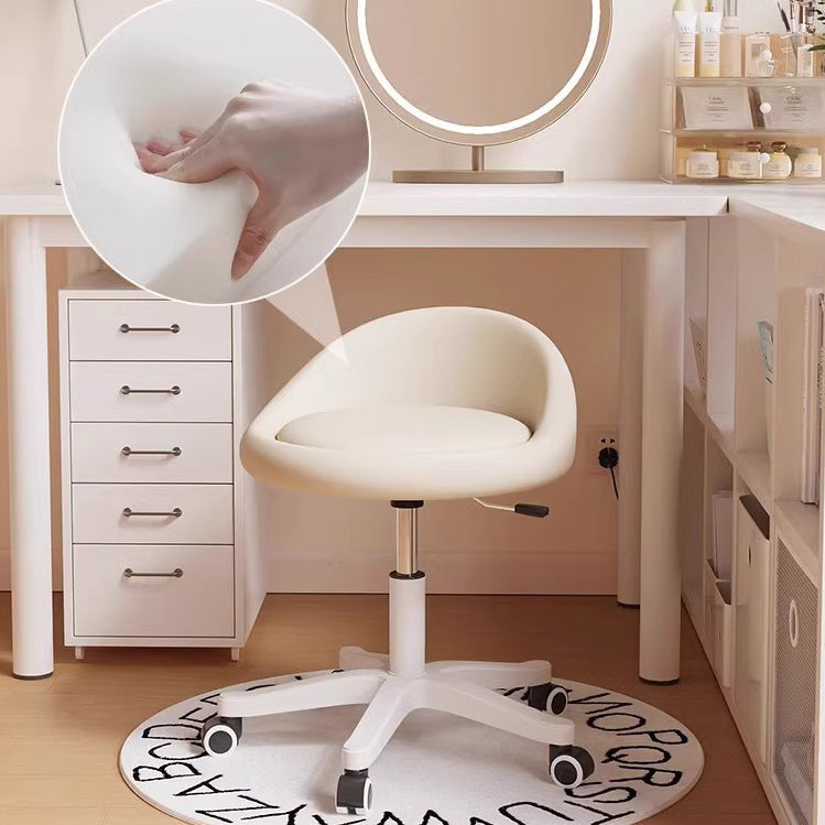 Modern Simplicity Round Microfiber Leather Plastic Vanity Stool Backrest For Bedroom