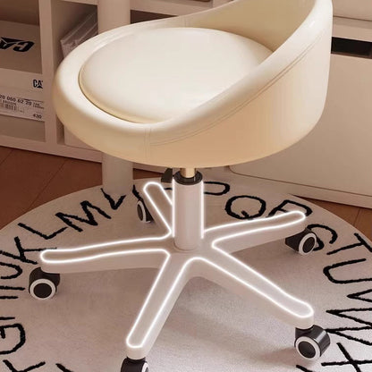 Modern Simplicity Round Microfiber Leather Plastic Vanity Stool Backrest For Bedroom