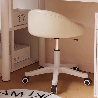 Modern Simplicity Round Microfiber Leather Plastic Vanity Stool Backrest For Bedroom