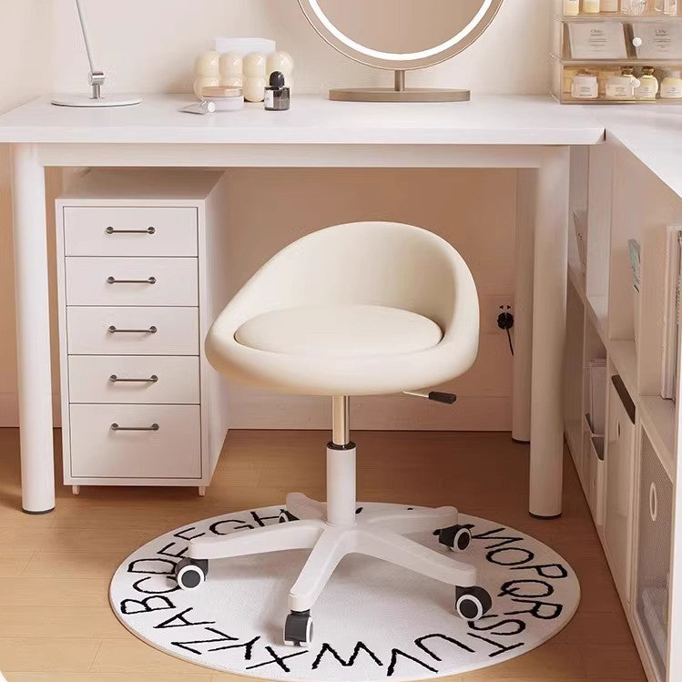 Modern Simplicity Round Microfiber Leather Plastic Vanity Stool Backrest For Bedroom