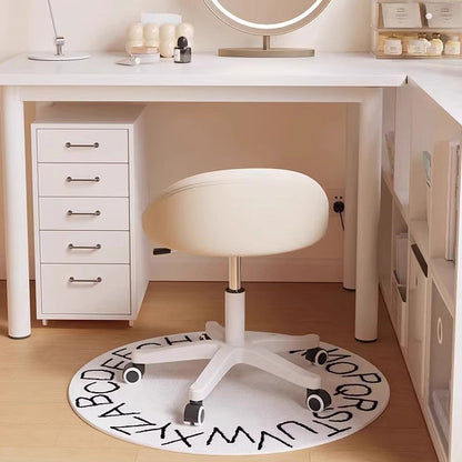 Modern Simplicity Round Microfiber Leather Plastic Vanity Stool Backrest For Bedroom