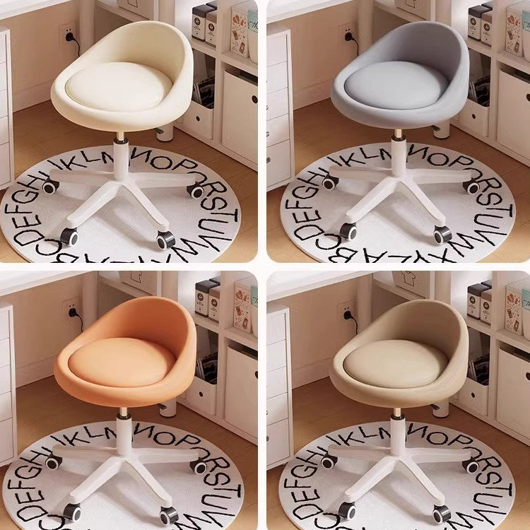 Modern Simplicity Round Microfiber Leather Plastic Vanity Stool Backrest For Bedroom