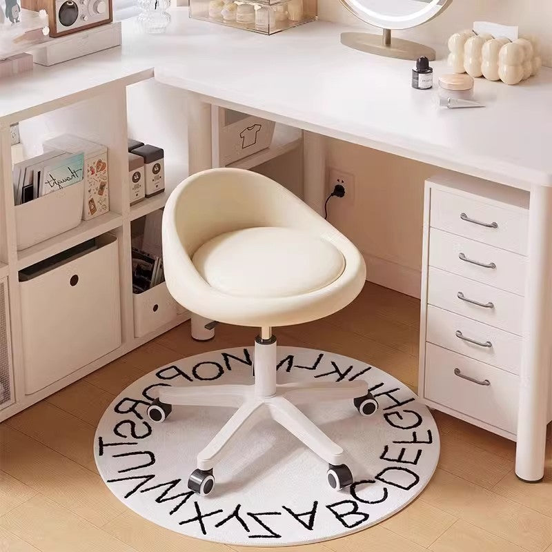 Modern Simplicity Round Microfiber Leather Plastic Vanity Stool Backrest For Bedroom