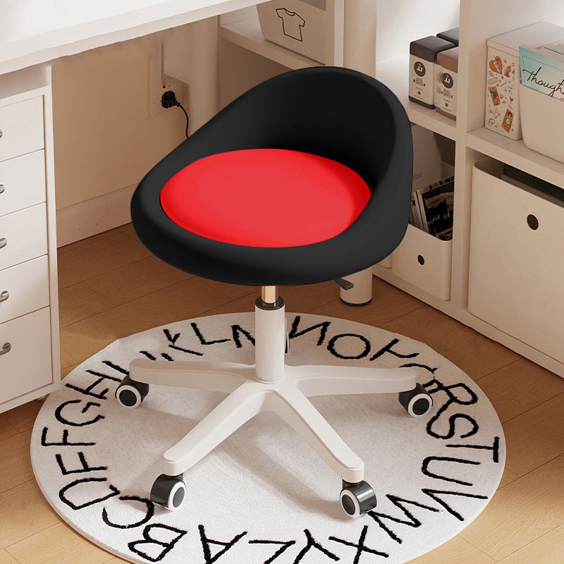 Modern Simplicity Round Microfiber Leather Plastic Vanity Stool Backrest For Bedroom