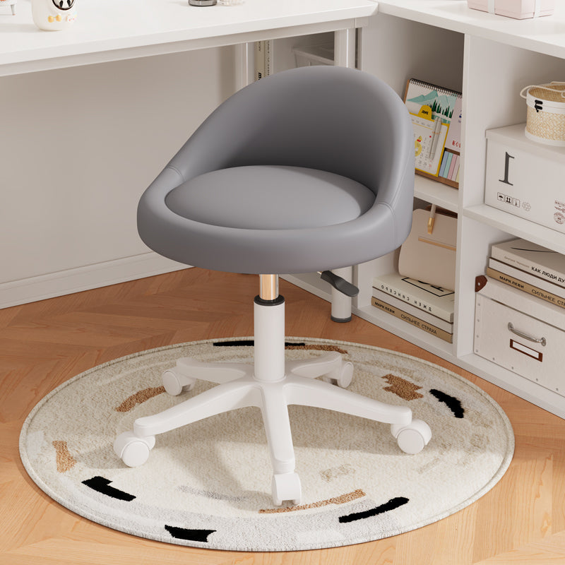 Modern Simplicity Round Microfiber Leather Plastic Vanity Stool Backrest For Bedroom