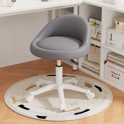 Modern Simplicity Round Microfiber Leather Plastic Vanity Stool Backrest For Bedroom