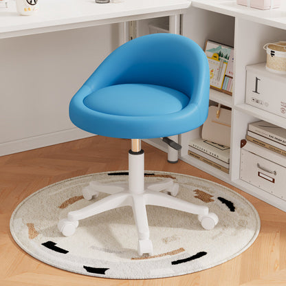 Modern Simplicity Round Microfiber Leather Plastic Vanity Stool Backrest For Bedroom