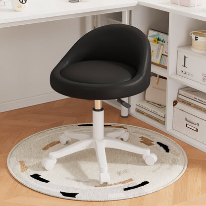 Modern Simplicity Round Microfiber Leather Plastic Vanity Stool Backrest For Bedroom