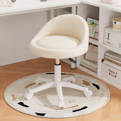 Modern Simplicity Round Microfiber Leather Plastic Vanity Stool Backrest For Bedroom