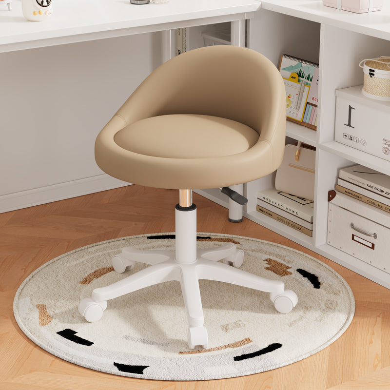 Modern Simplicity Round Microfiber Leather Plastic Vanity Stool Backrest For Bedroom