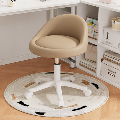 Modern Simplicity Round Microfiber Leather Plastic Vanity Stool Backrest For Bedroom