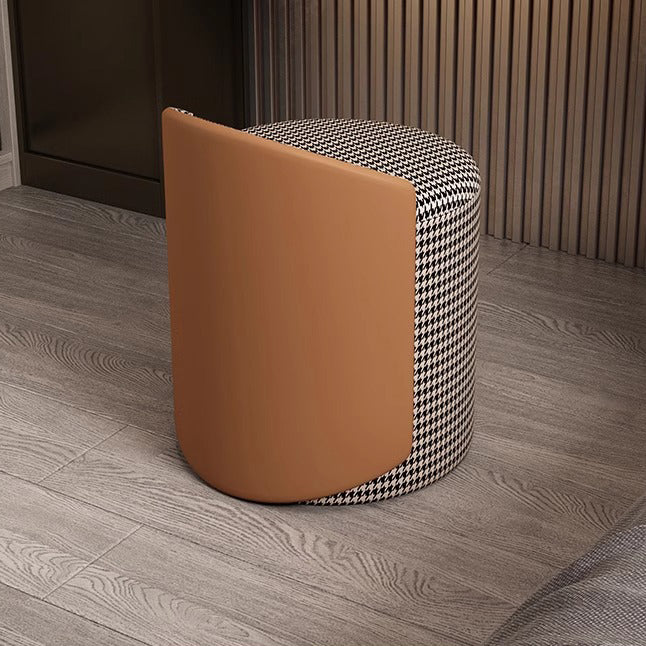 Modern Luxury Cylinder Cotton Hemp PU Leather Vanity Stool Backrest For Bedroom