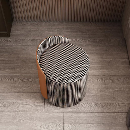 Modern Luxury Cylinder Cotton Hemp PU Leather Vanity Stool Backrest For Bedroom