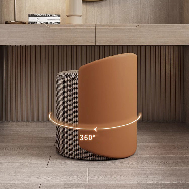 Modern Luxury Cylinder Cotton Hemp PU Leather Vanity Stool Backrest For Bedroom