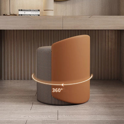 Modern Luxury Cylinder Cotton Hemp PU Leather Vanity Stool Backrest For Bedroom