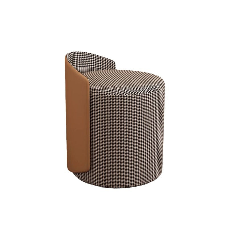 Modern Luxury Cylinder Cotton Hemp PU Leather Vanity Stool Backrest For Bedroom