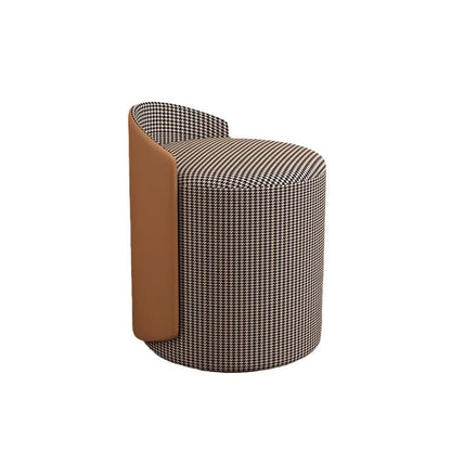 Modern Luxury Cylinder Cotton Hemp PU Leather Vanity Stool Backrest For Bedroom