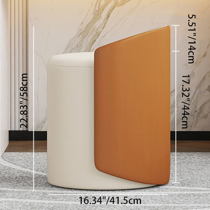 Modern Luxury Cylinder Cotton Hemp PU Leather Vanity Stool Backrest For Bedroom