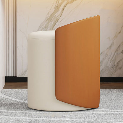 Modern Luxury Cylinder Cotton Hemp PU Leather Vanity Stool Backrest For Bedroom