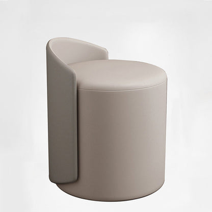 Modern Luxury Cylinder Cotton Hemp PU Leather Vanity Stool Backrest For Bedroom