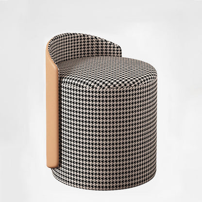 Modern Luxury Cylinder Cotton Hemp PU Leather Vanity Stool Backrest For Bedroom