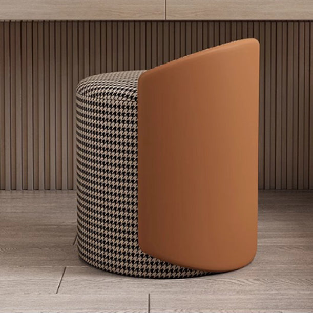 Modern Luxury Cylinder Cotton Hemp PU Leather Vanity Stool Backrest For Bedroom