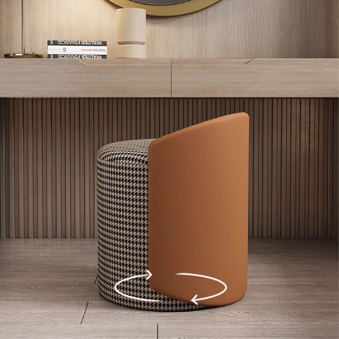 Modern Luxury Cylinder Cotton Hemp PU Leather Vanity Stool Backrest For Bedroom