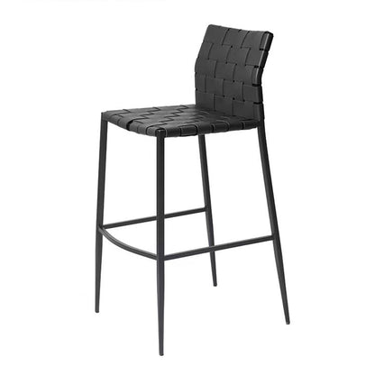 Contemporary Scandinavian Square Saddle Leather Metal Bar Stool Backrest For Dining Room