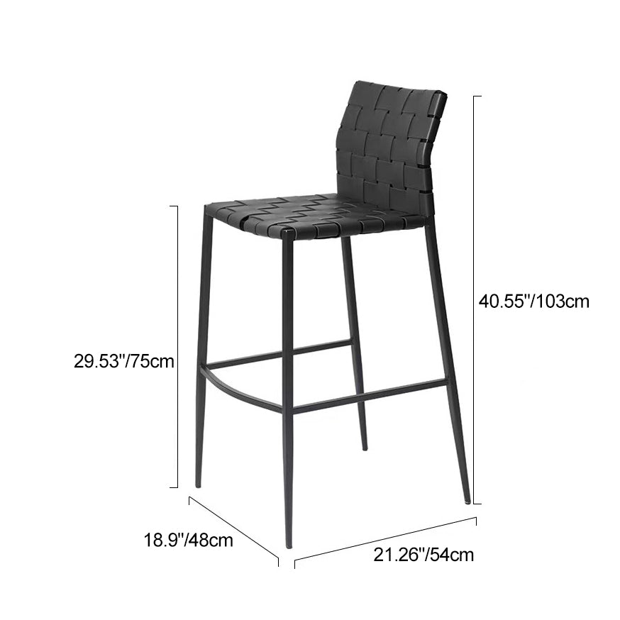 Contemporary Scandinavian Square Saddle Leather Metal Bar Stool Backrest For Dining Room