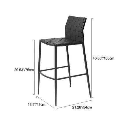 Contemporary Scandinavian Square Saddle Leather Metal Bar Stool Backrest For Dining Room