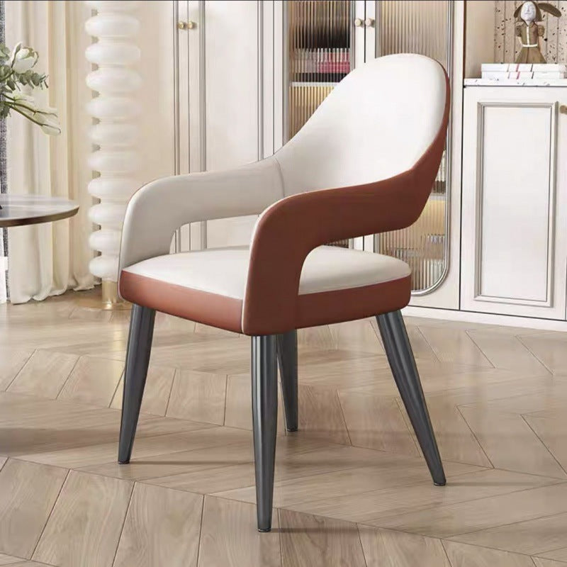 Contemporary Scandinavian Square Cushion Microfiber Leather Iron Backrest Armrest Or Dining Room