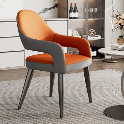 Contemporary Scandinavian Square Cushion Microfiber Leather Iron Backrest Armrest Or Dining Room