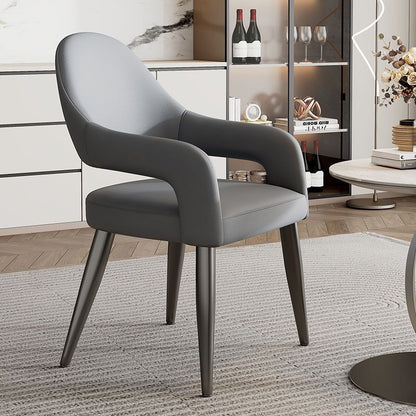 Contemporary Scandinavian Square Cushion Microfiber Leather Iron Backrest Armrest Or Dining Room