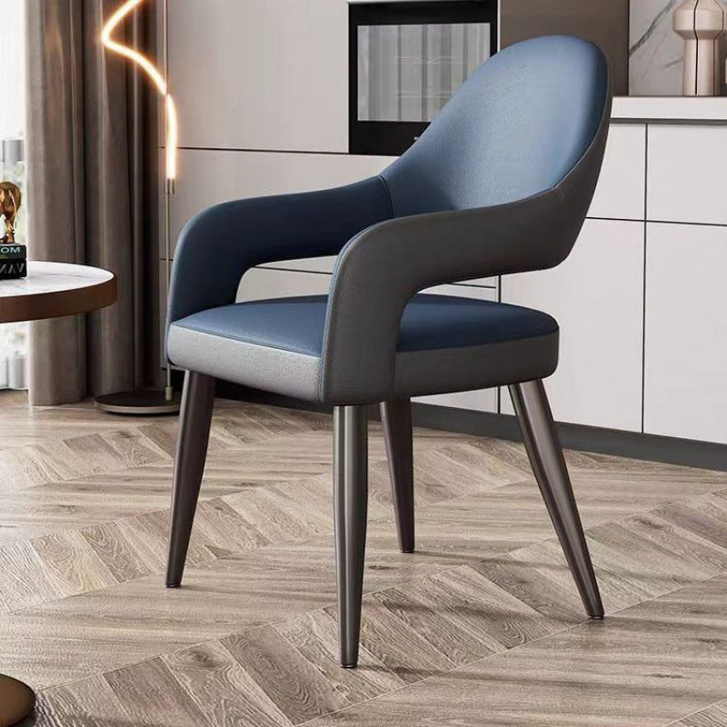 Contemporary Scandinavian Square Cushion Microfiber Leather Iron Backrest Armrest Or Dining Room