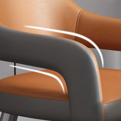 Contemporary Scandinavian Square Cushion Microfiber Leather Iron Backrest Armrest Or Dining Room