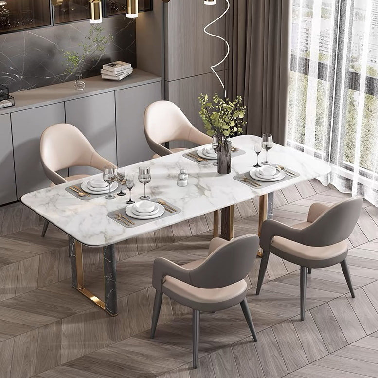 Contemporary Scandinavian Square Cushion Microfiber Leather Iron Backrest Armrest Or Dining Room