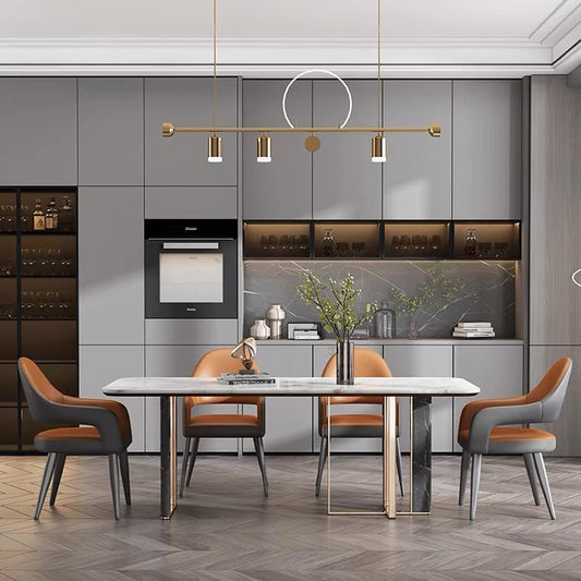 Contemporary Scandinavian Square Cushion Microfiber Leather Iron Backrest Armrest Or Dining Room