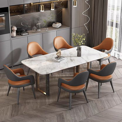 Contemporary Scandinavian Square Cushion Microfiber Leather Iron Backrest Armrest Or Dining Room