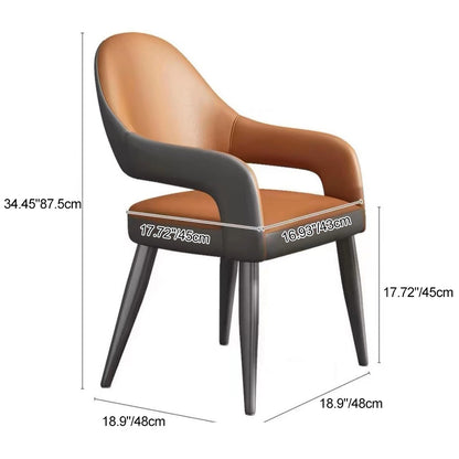 Contemporary Scandinavian Square Cushion Microfiber Leather Iron Backrest Armrest Or Dining Room