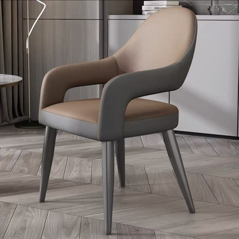 Contemporary Scandinavian Square Cushion Microfiber Leather Iron Backrest Armrest Or Dining Room